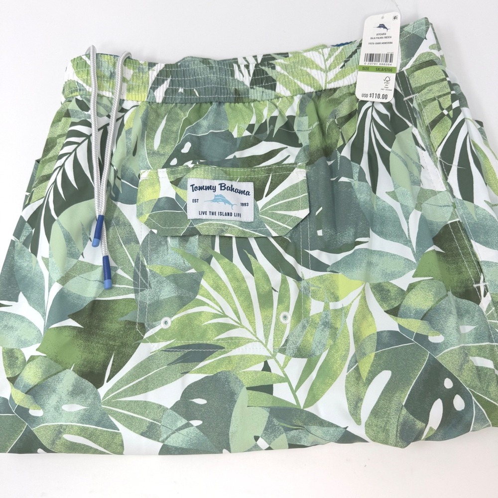 Tommy Bahama Baja Palma Fresca Monstera Mens 5XLB Swim Trunks Green BT924856 NEW